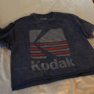 Navy blue Kodak crop top with red sparkles NWOT